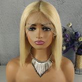 13x4 Front Lace 613 Blonde Straight Human Hair Bob Wig 12 Inch